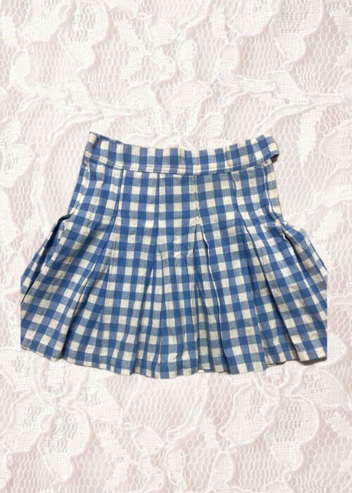 Gingham Pleated Mini Skirt