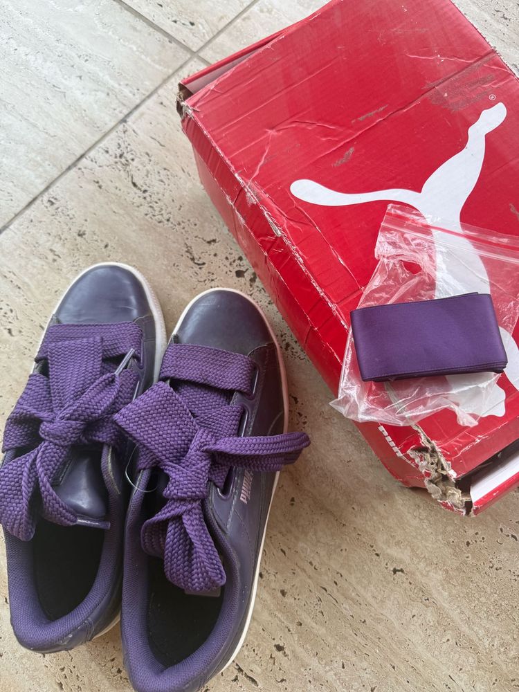 Puma Original Purple Ribbon Sneakers with box