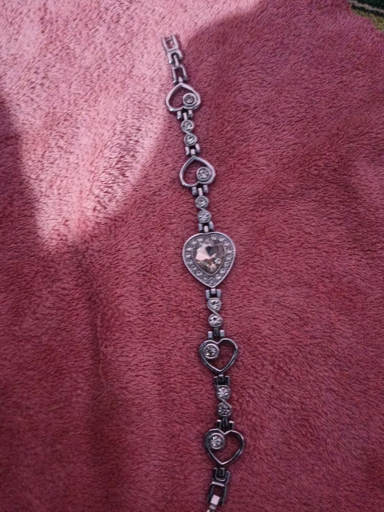Steel Colour White Diamond Bracelet