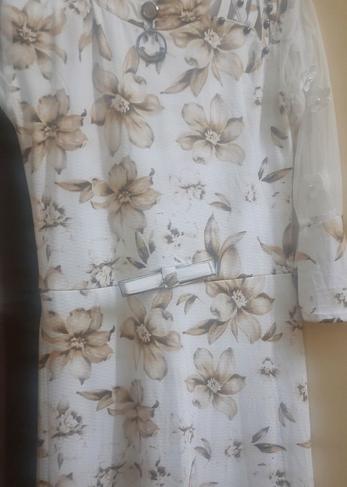 Off White Tunic  Stretchable Dress