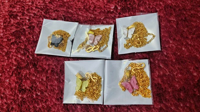 Butterfly Charm Necklaces (Set of 5)