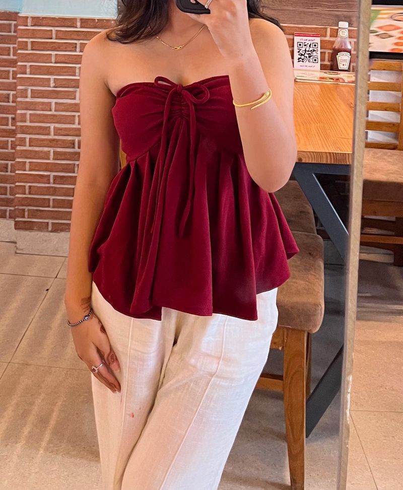 Bow Detailing Tube Top 💋🤍
