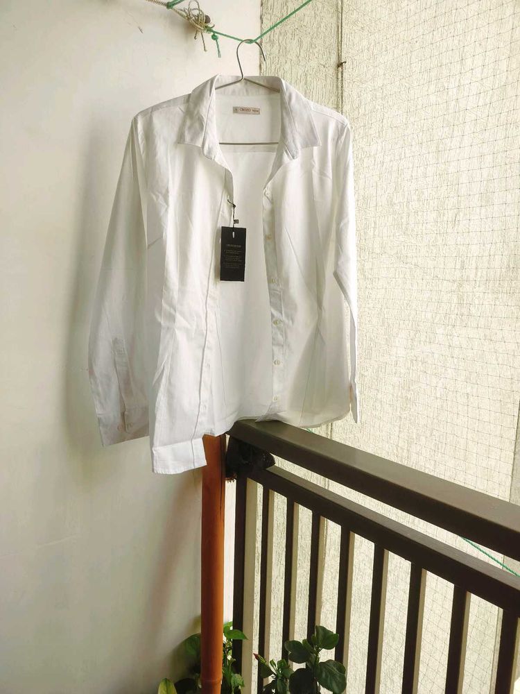 Women Solid White Casual Shirt