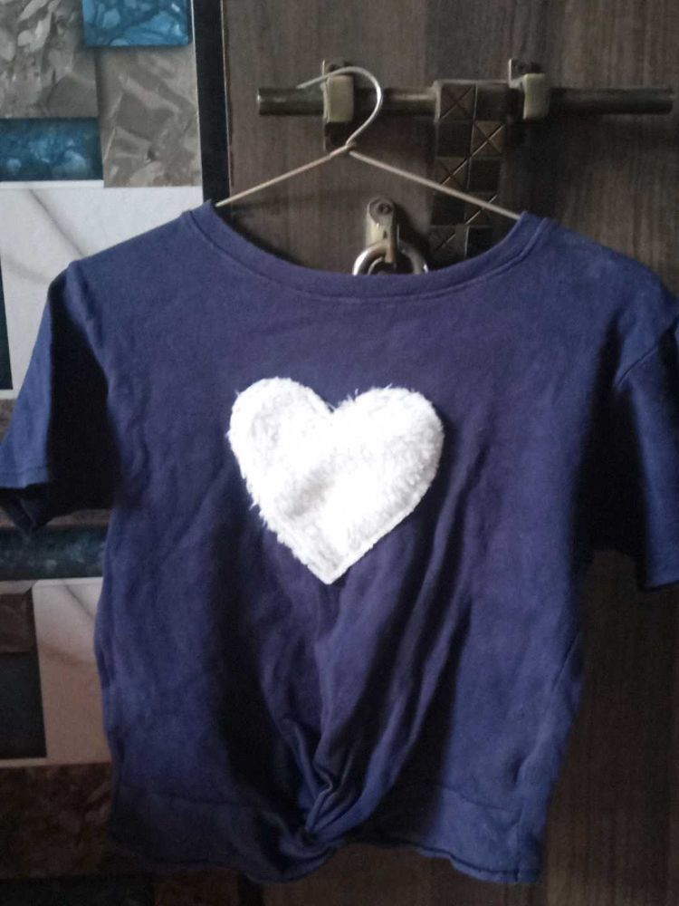 Cute Navy Blue Heart Top