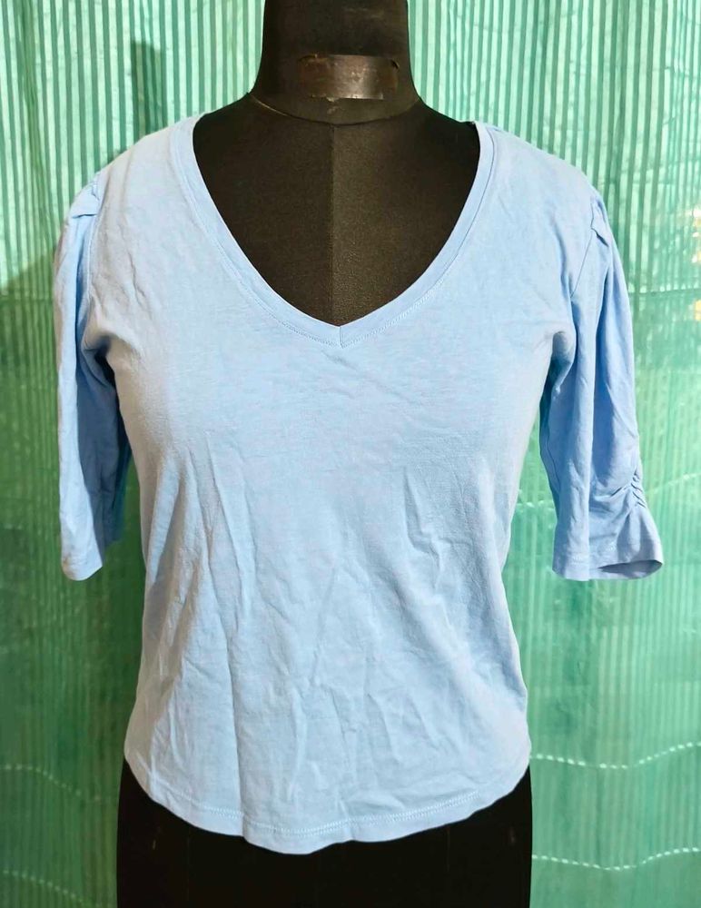 🎁Buy 2 Get 1 Free🎁Size S/M Cute Blue V-Neck Top