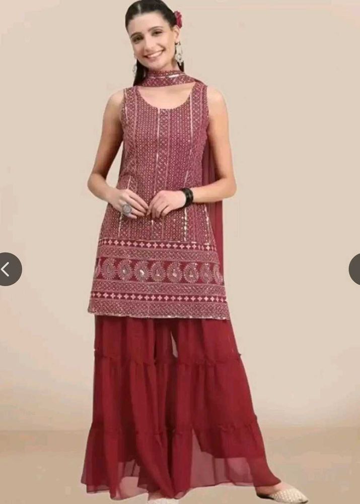 New 3 Pieces Kurta And Garara/Sharara Set