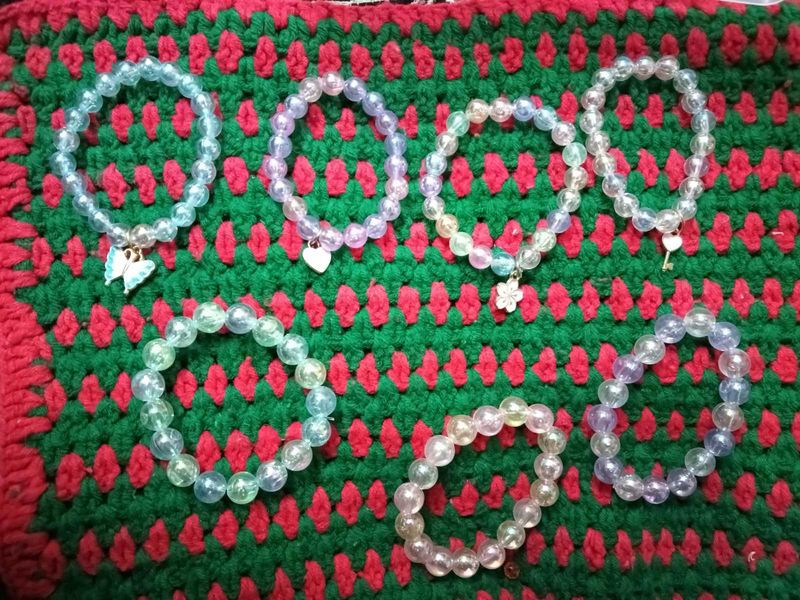 Beaded Charm Bracelets set of 7