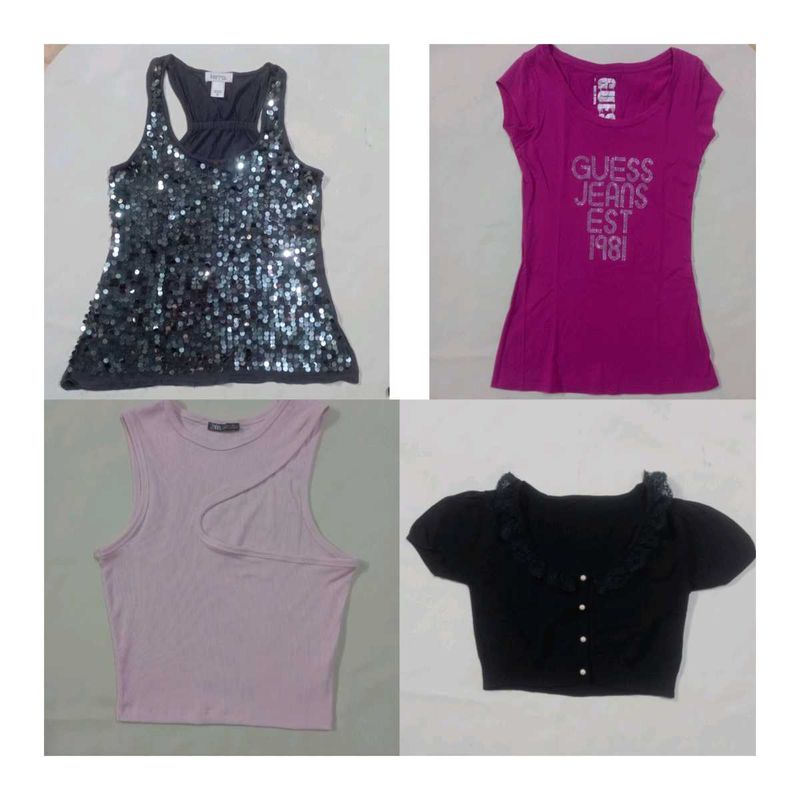 4 Combo Branded Very Stylish Sequin Tank Top