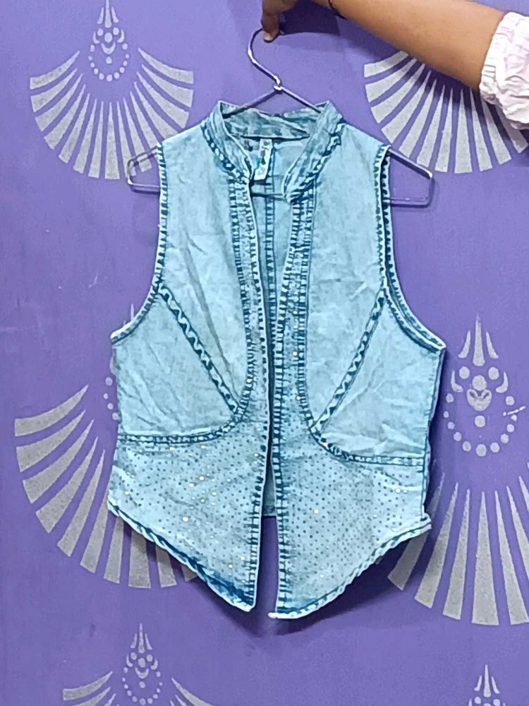 Denim Embellished Vest