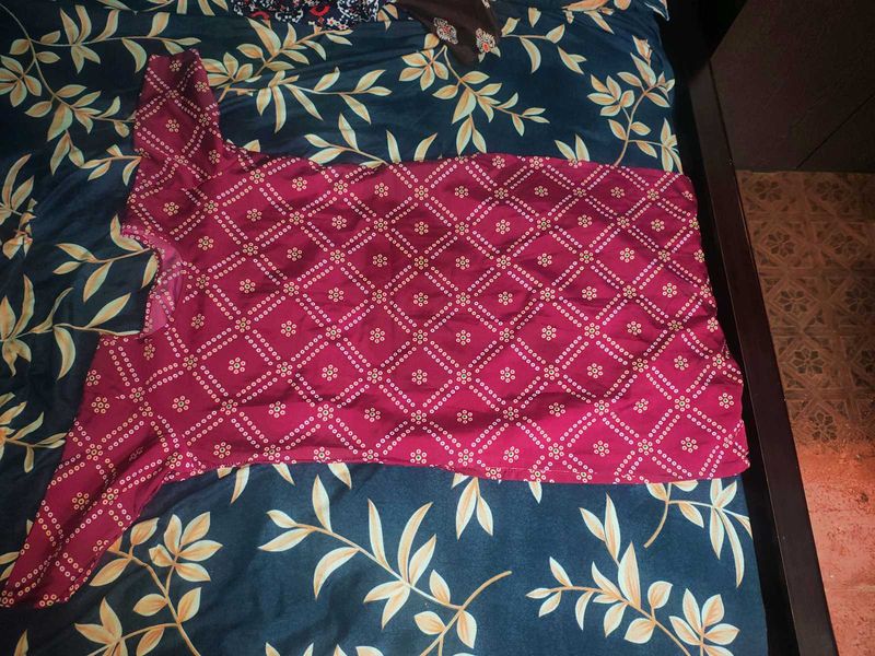 Maroon Printed Kurta