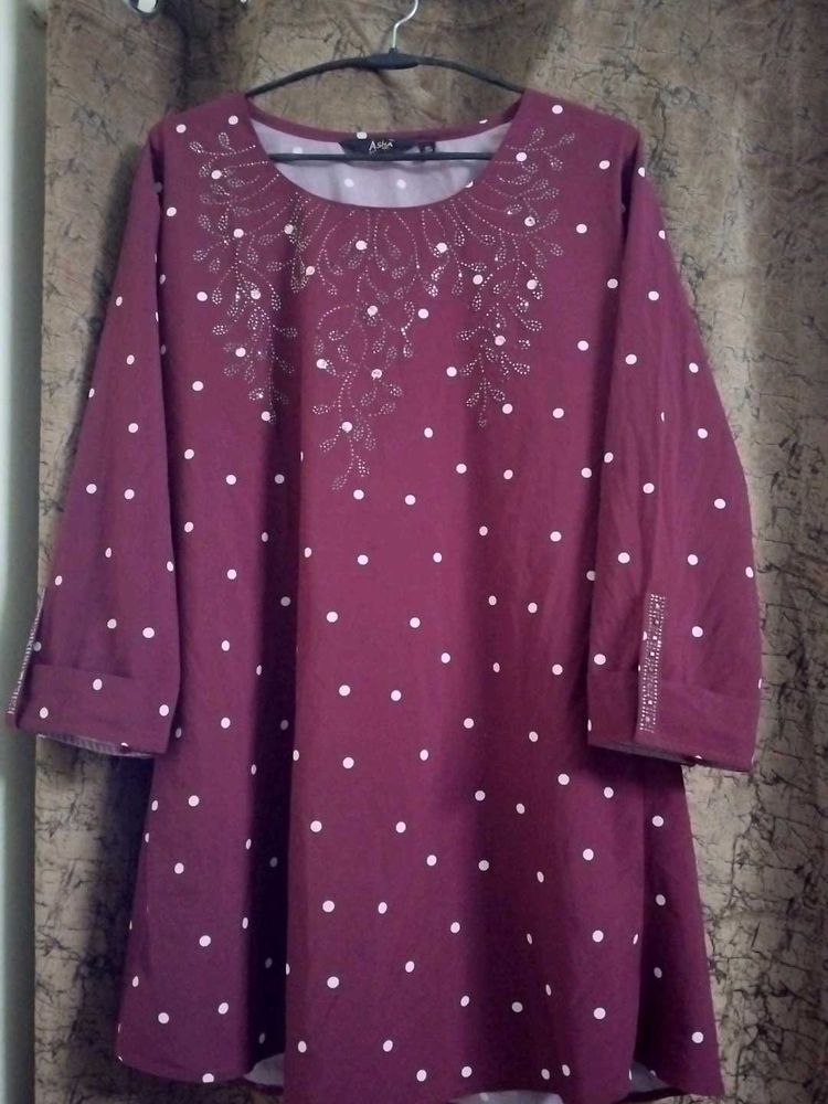 Maroon Polka Dot Tunic Top