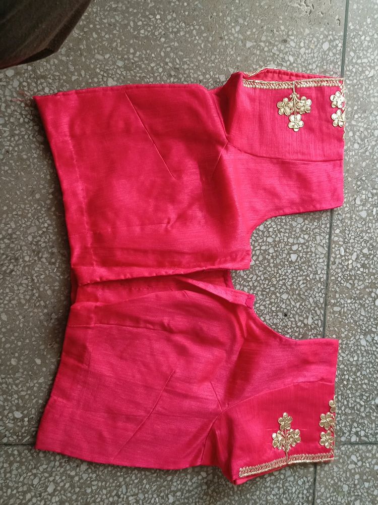 Beautiful Carrot Colour Blouse With Back Design