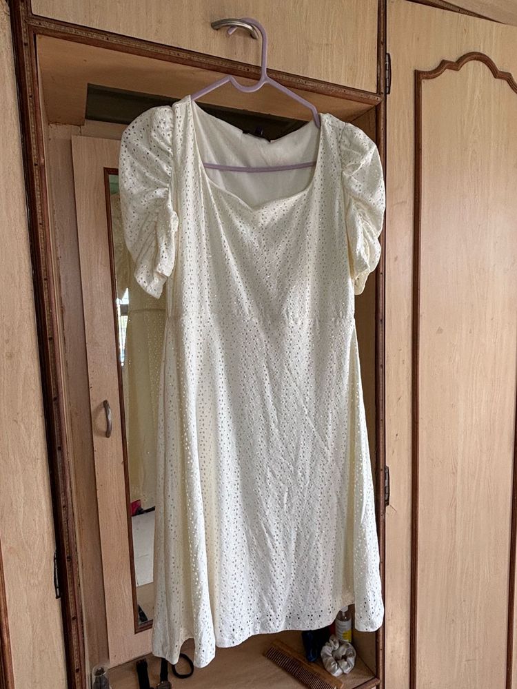 White Fit And flare Dress