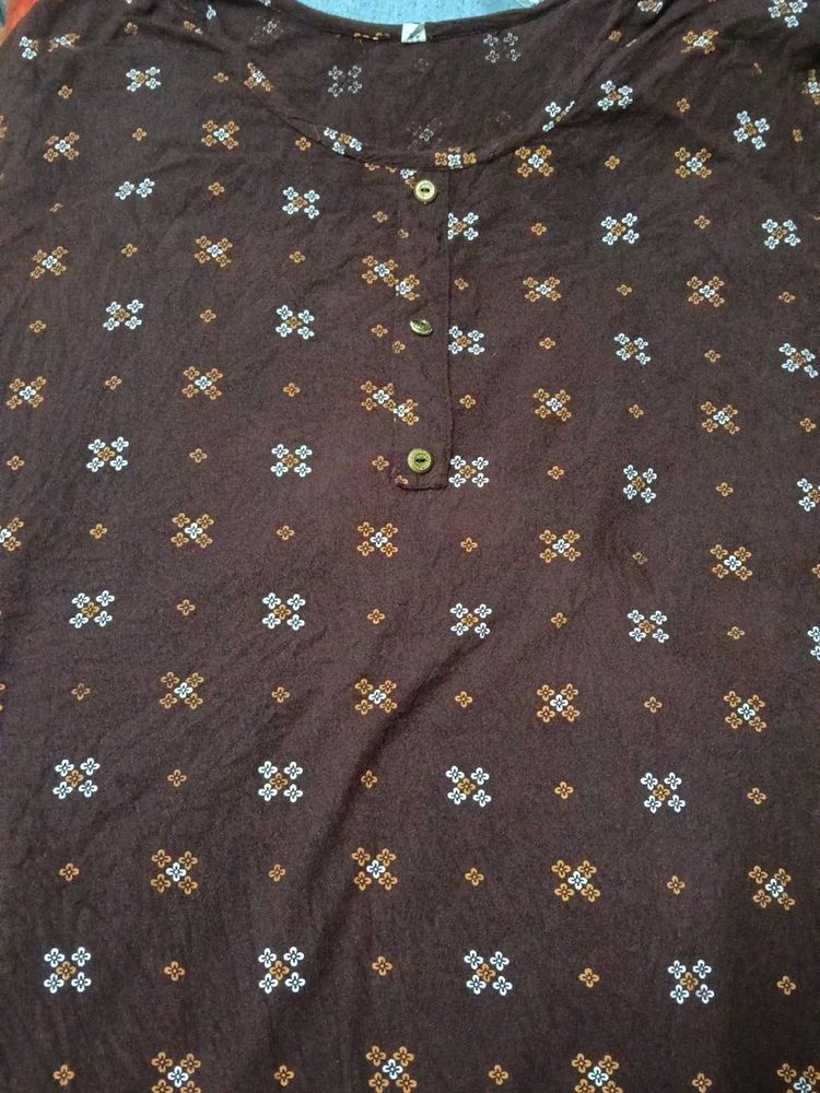 Brown Floral Print Top