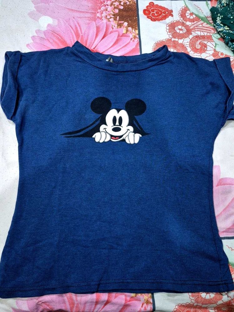 Navy Blue Mickey Mouse Tee