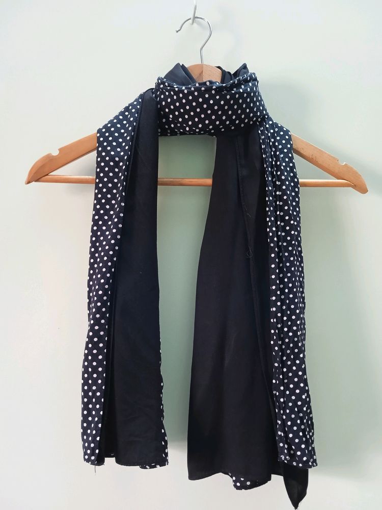 Half Black Plain &amp; Half Polka Dot Stole ⚫⚪⚫