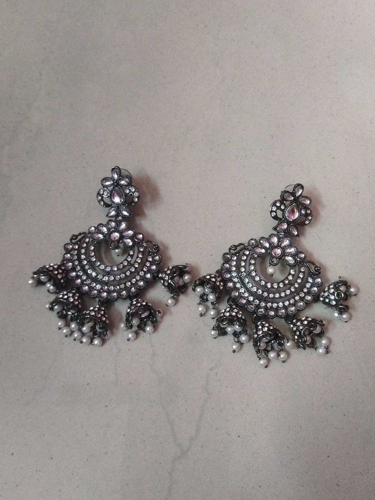 Elegant Silver Jhumka Earrings