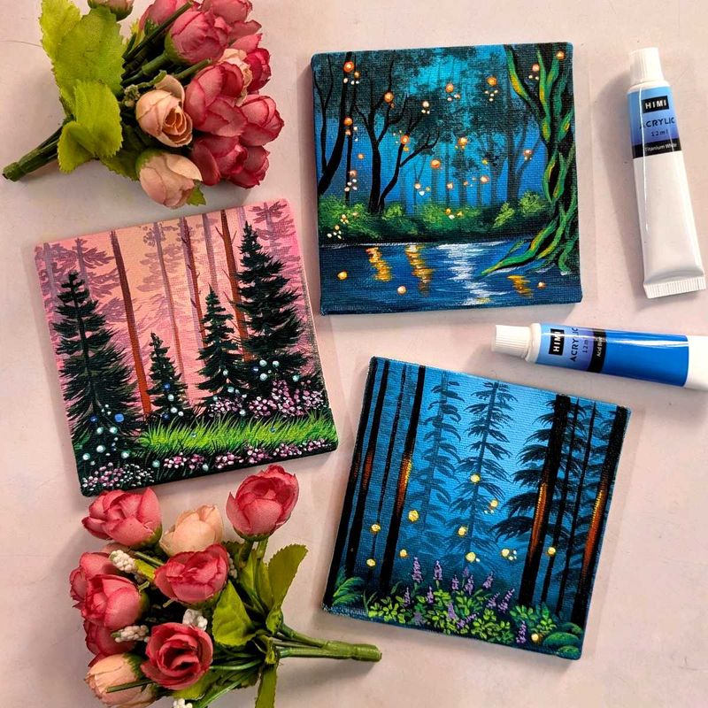 Mini Enchanted Forest Paintings Set