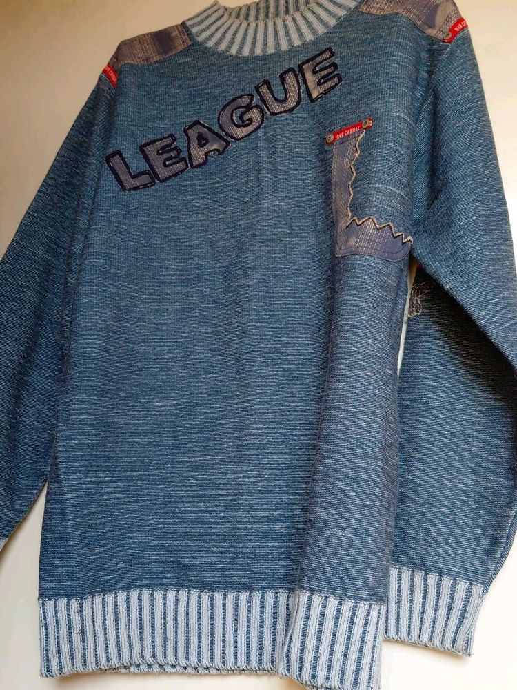 League Blue Knit Sweater men..Woolen H