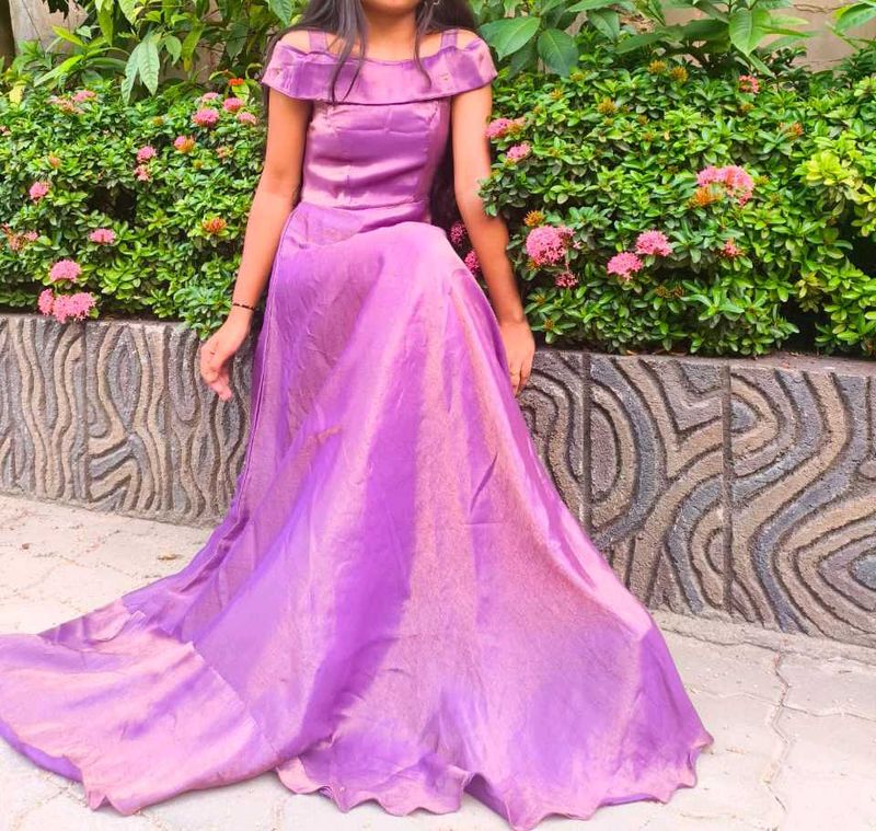 Elegant Purple gold Maxi Dress