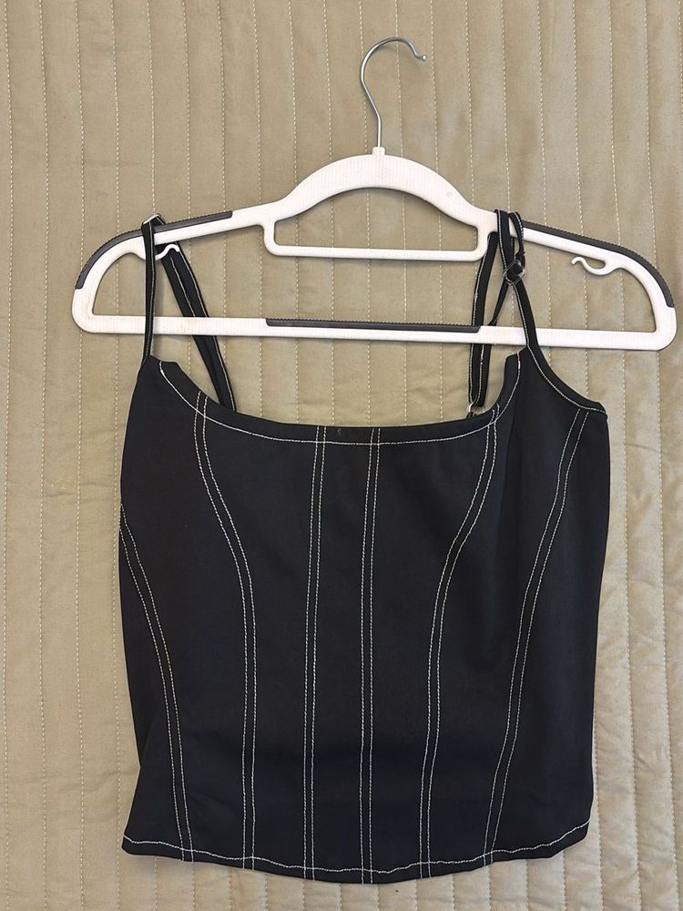 Black Corset Style Tank Top