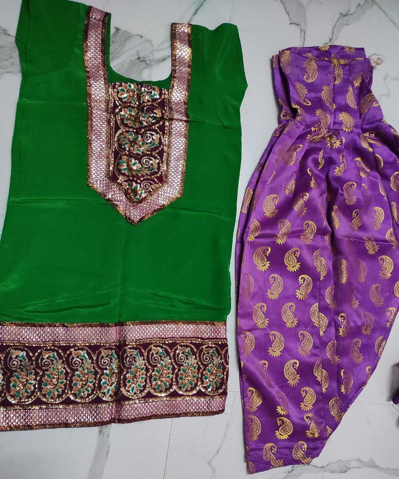Green &amp; Purple Salwar Kameez Suit
