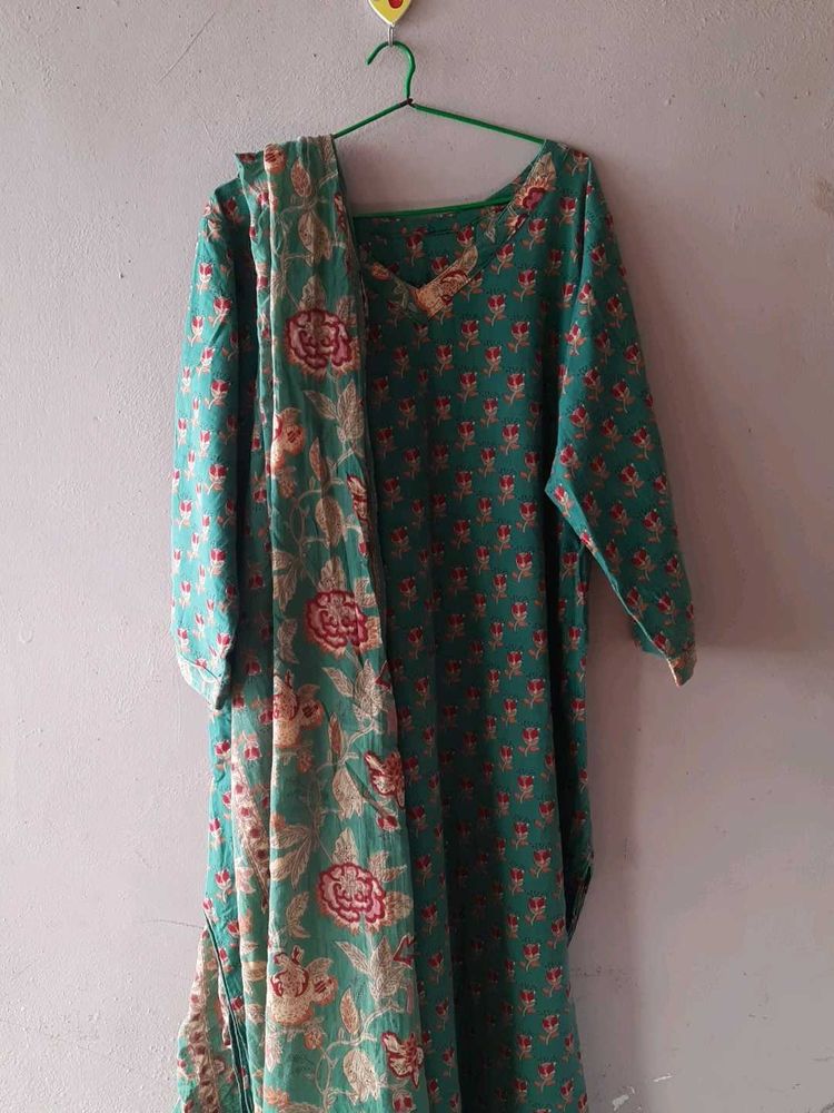 Floral Green Kurta Set