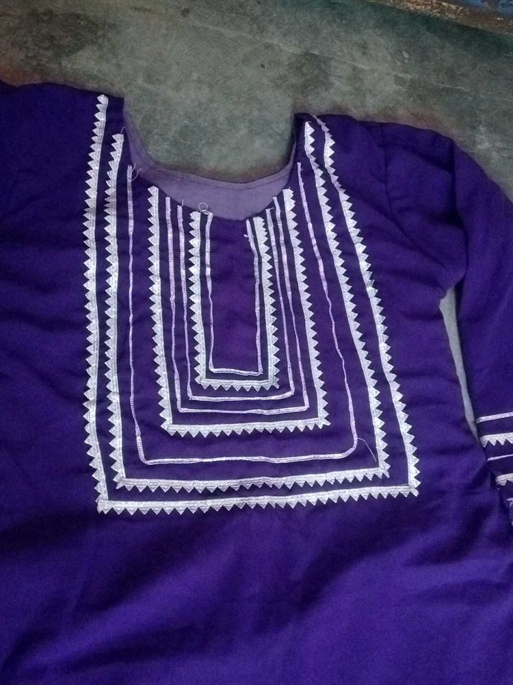 Purple Embroidered Kurti