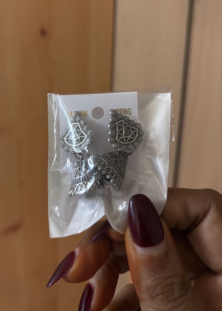 Silver Jhumka Earrings