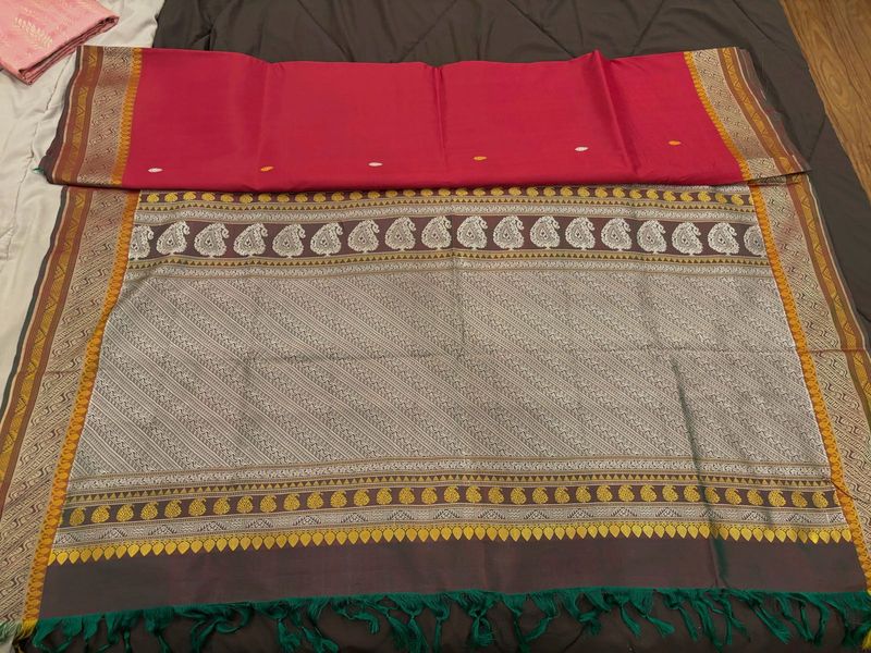 💯 Pure Silk Kanchipuram Saree - Red