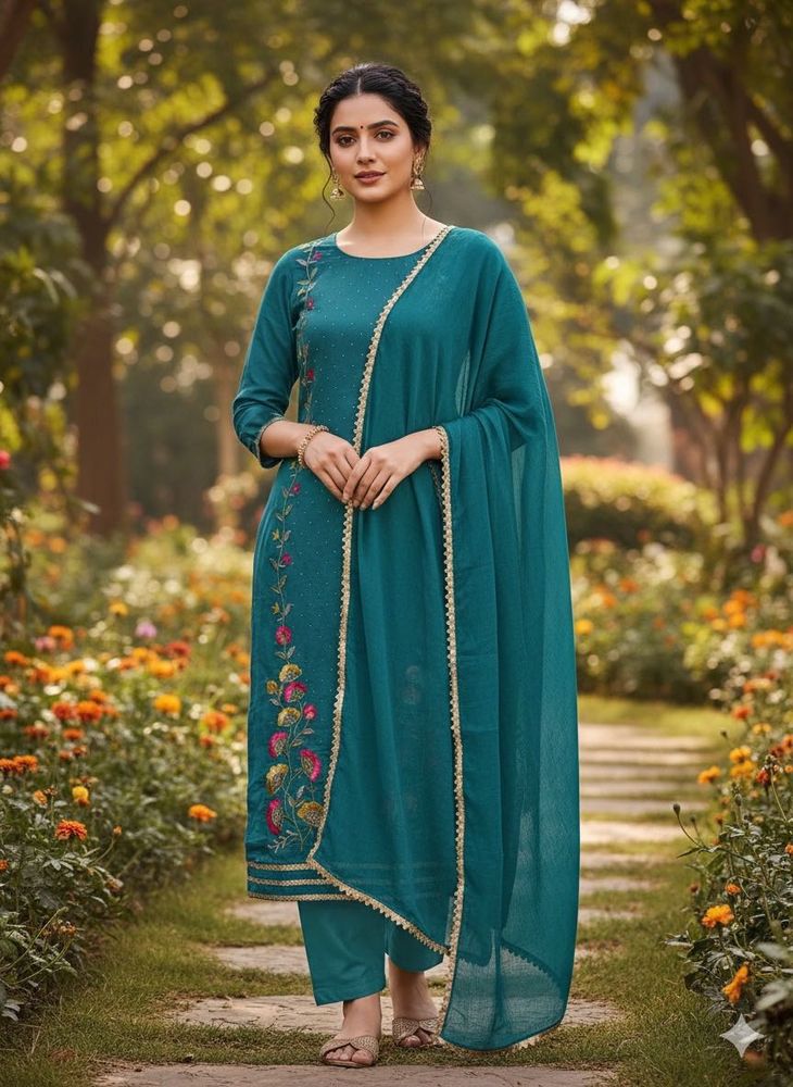 Teal Embroidered Salwar Suit