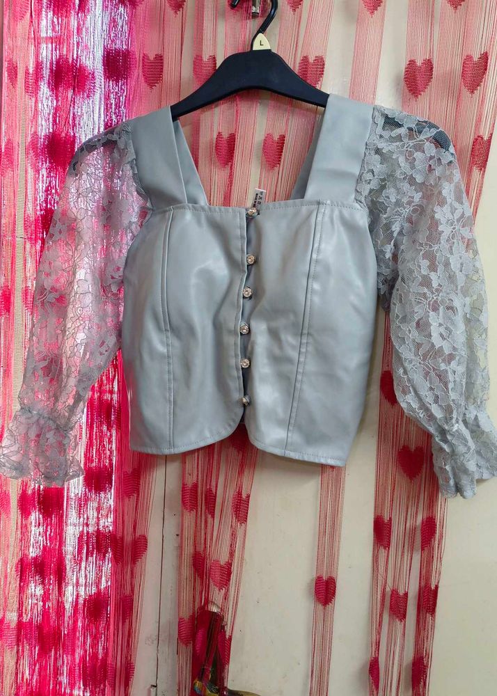 Princess Leather Grey Corset 🩶🤍
