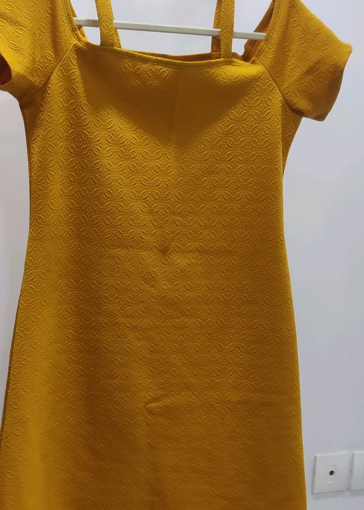 And Mustard Cold Shoulder Dress