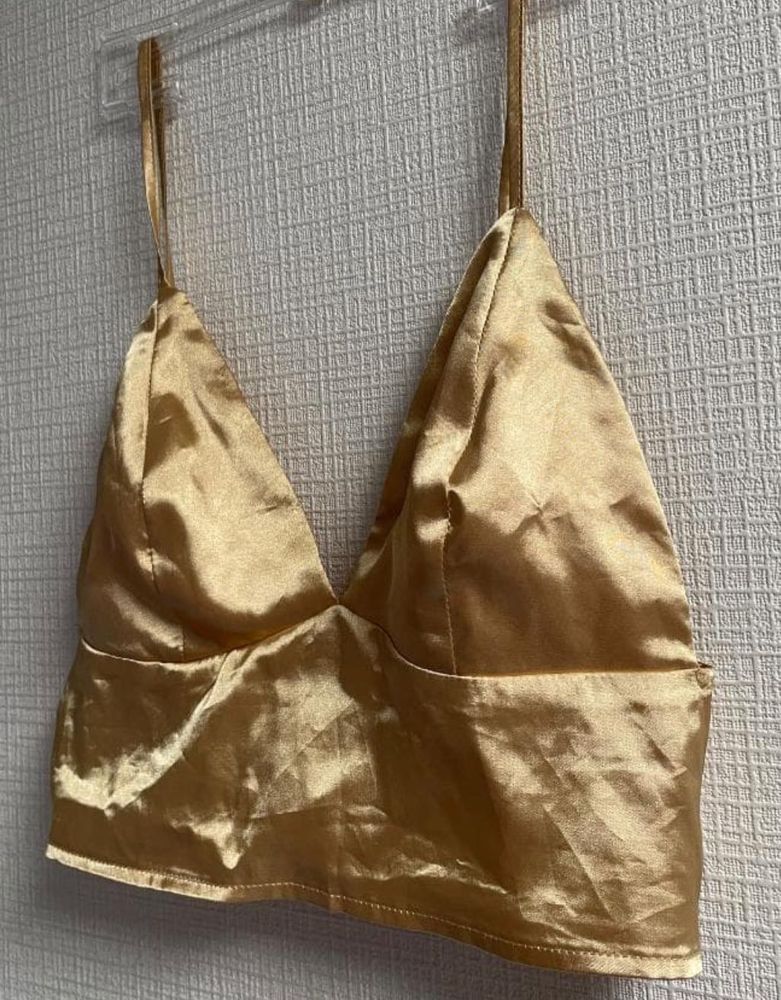 Gold Satin Bralette shein