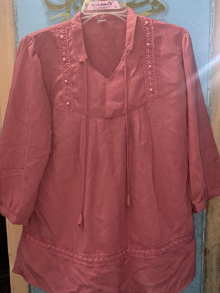 Elegant Pink Embroidered Top