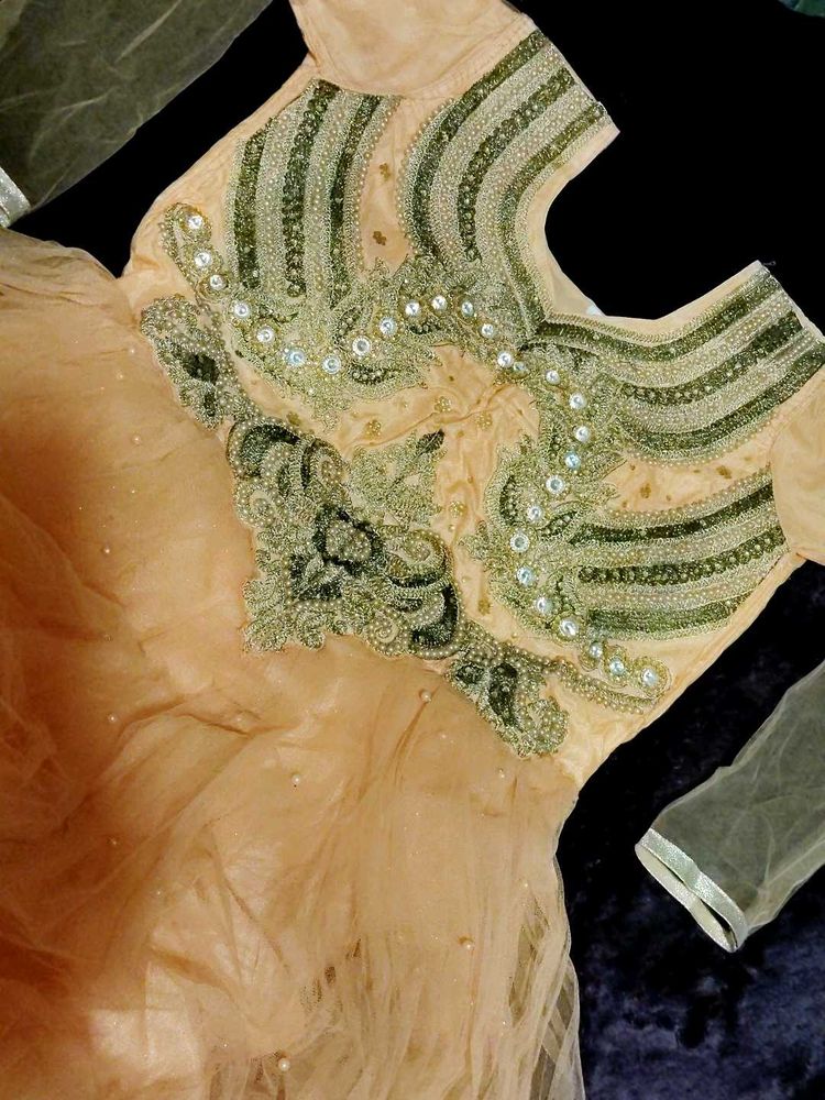 Elegant Peach Ethnic Gown🥰