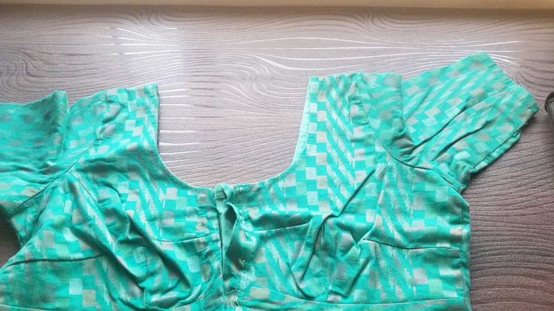 Green handloom Cotton Blouse