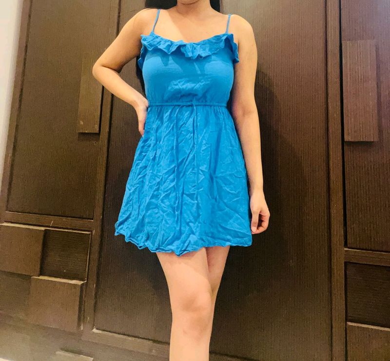 H&amp;M Blue Frill Dress