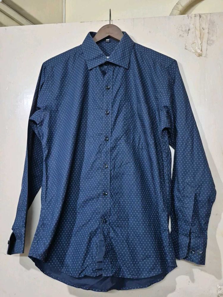 Navy Blue Patterned Shirt