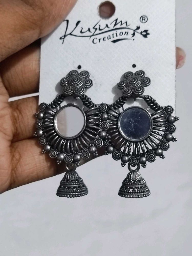 Oxidised Jhumka Set