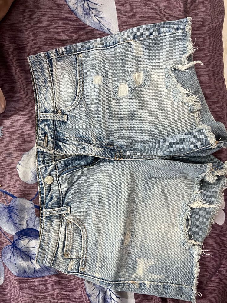 Distressed Denim Shorts