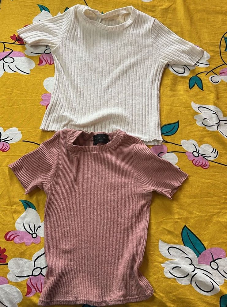 Ribbed Knit Tops - Set of 2, stretchable