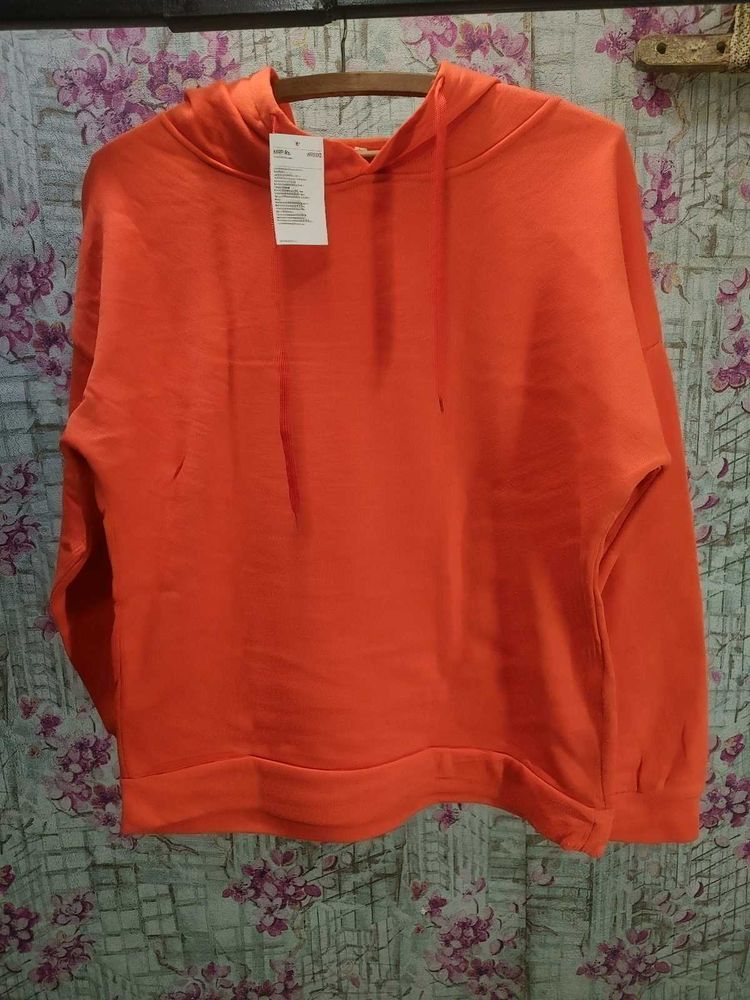 Orange Hoodie with Drawstrings