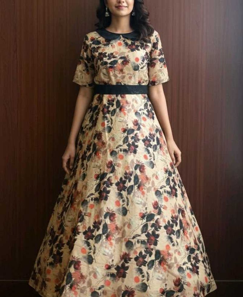 Floral Print Ethnic Gown