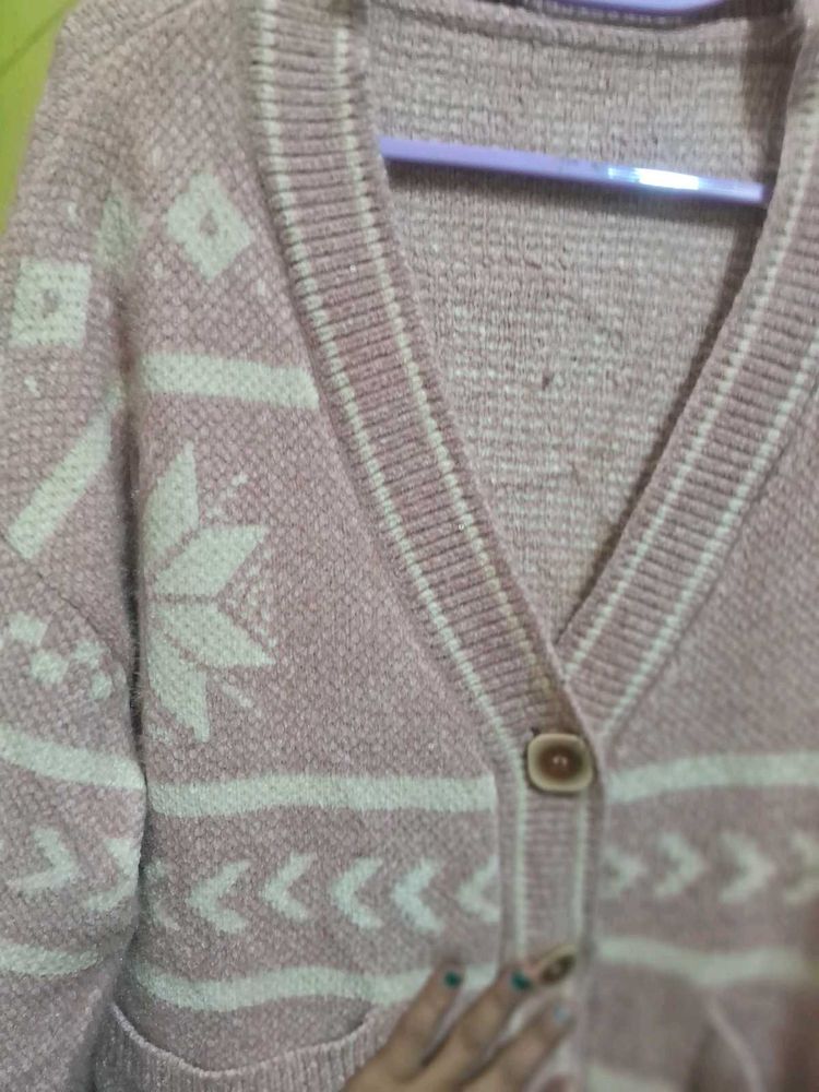 Vintage Pink Patterned Cardigan