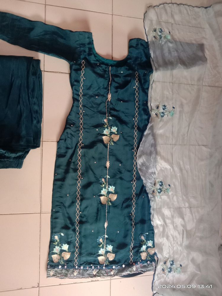 Plazzo Suit With Organza Dupatta