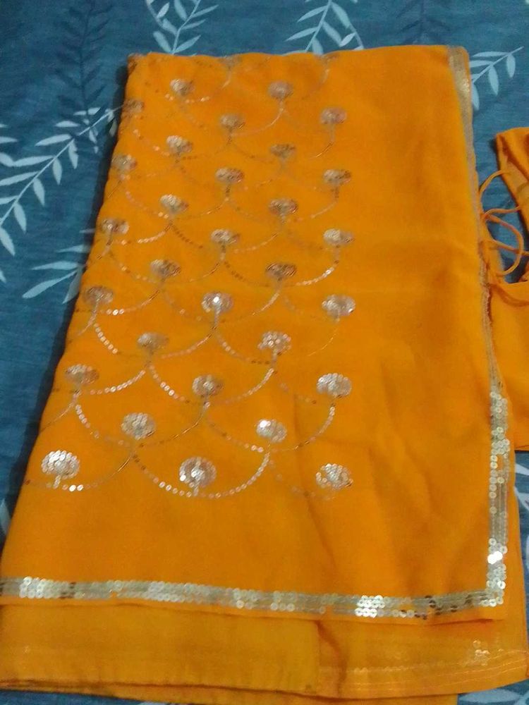 Elegant yellow Saree with blouse