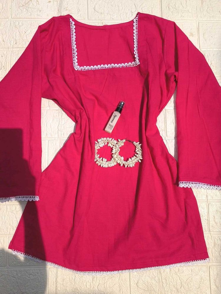 Rose Pink Short Kurti 🎀