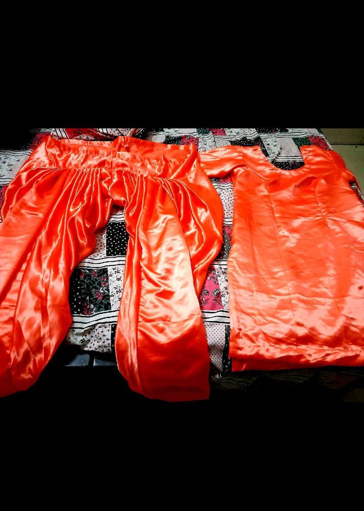 Satin Salwar Suit Orange 🧡