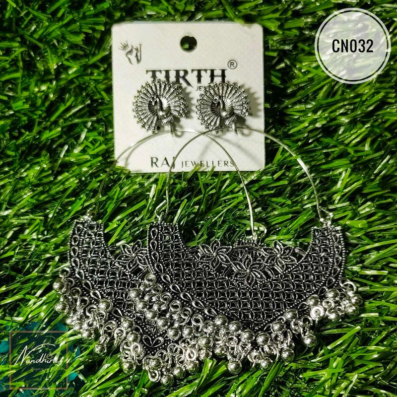 Boho Silver Hoop Earrings